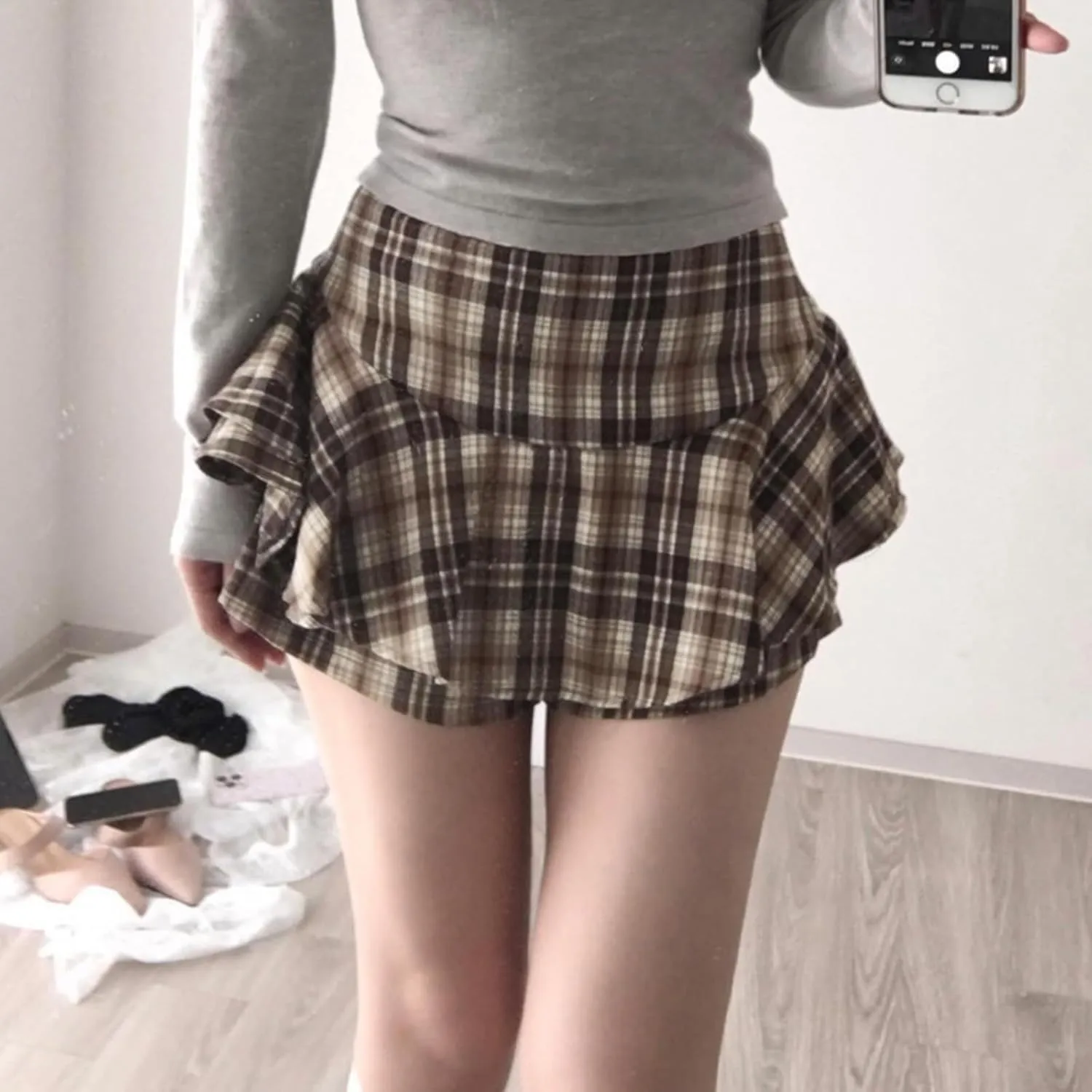 Y2k Women's Plaid Print Pleated Skirt Tartan School Uniform Mini Skirt Pleated Mini Skirt Plaid Mini Skirt