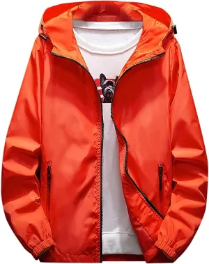 Ymosrh Men's Hooded Waterproof Lightweight Windbreaker Jackets Nylon Wind & Water Resistant Rain Jacket, M-7XL