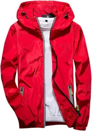Ymosrh Men's Hooded Waterproof Lightweight Windbreaker Jackets Nylon Wind & Water Resistant Rain Jacket, M-7XL