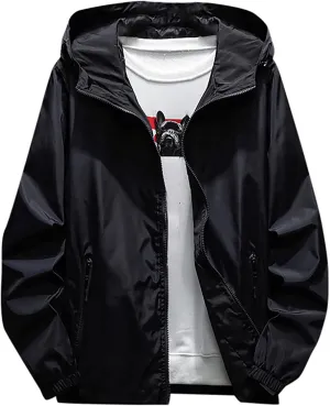 Ymosrh Men's Hooded Waterproof Lightweight Windbreaker Jackets Nylon Wind & Water Resistant Rain Jacket, M-7XL