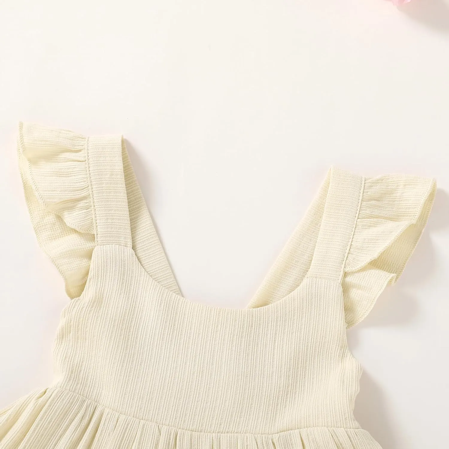 YOUNGER TREE Toddler Baby Girls Dress Summer Ruffle Sleeve Halter Casual Kids Beach Sundress