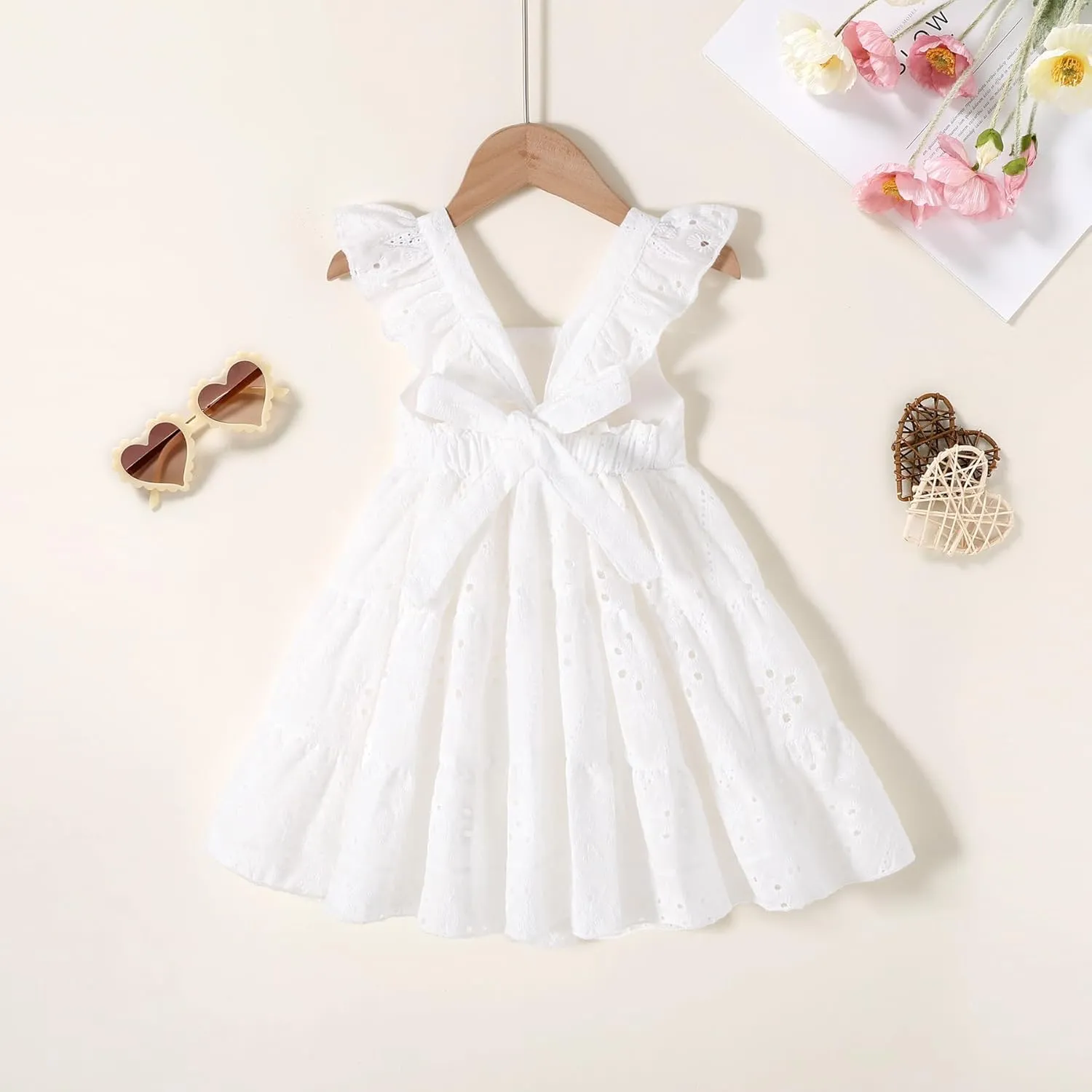 YOUNGER TREE Toddler Baby Girls Dress Summer Ruffle Sleeve Halter Casual Kids Beach Sundress