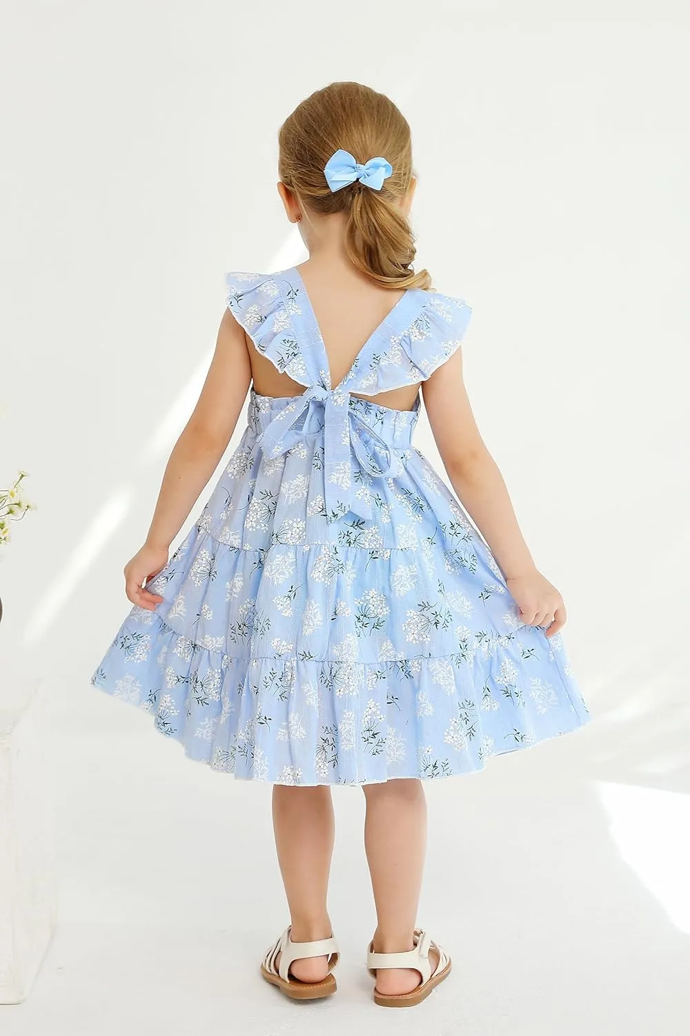 YOUNGER TREE Toddler Baby Girls Dress Summer Ruffle Sleeve Halter Casual Kids Beach Sundress