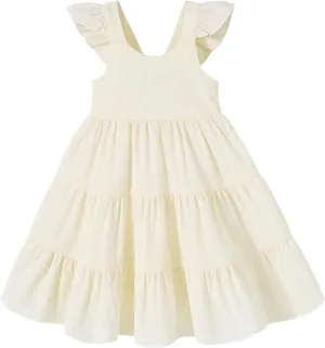 YOUNGER TREE Toddler Baby Girls Dress Summer Ruffle Sleeve Halter Casual Kids Beach Sundress