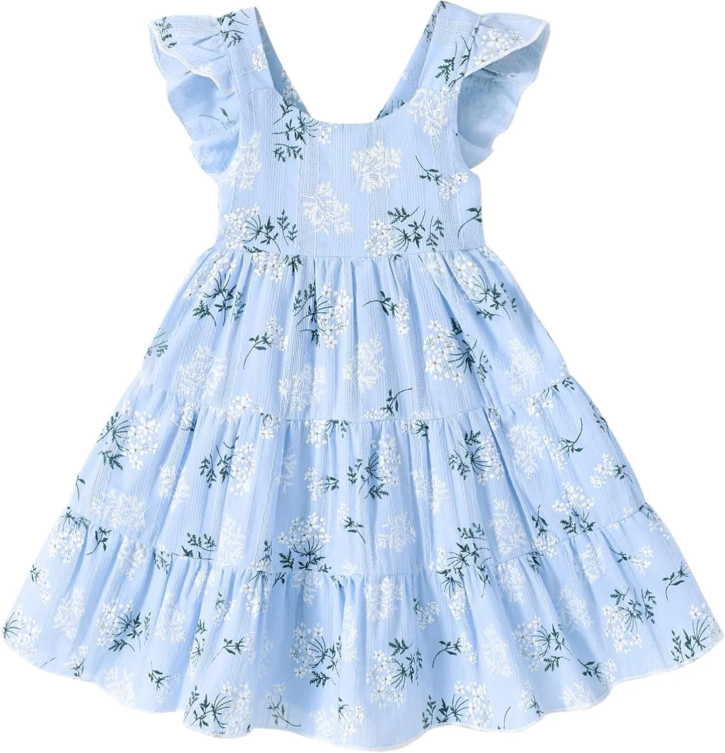YOUNGER TREE Toddler Baby Girls Dress Summer Ruffle Sleeve Halter Casual Kids Beach Sundress