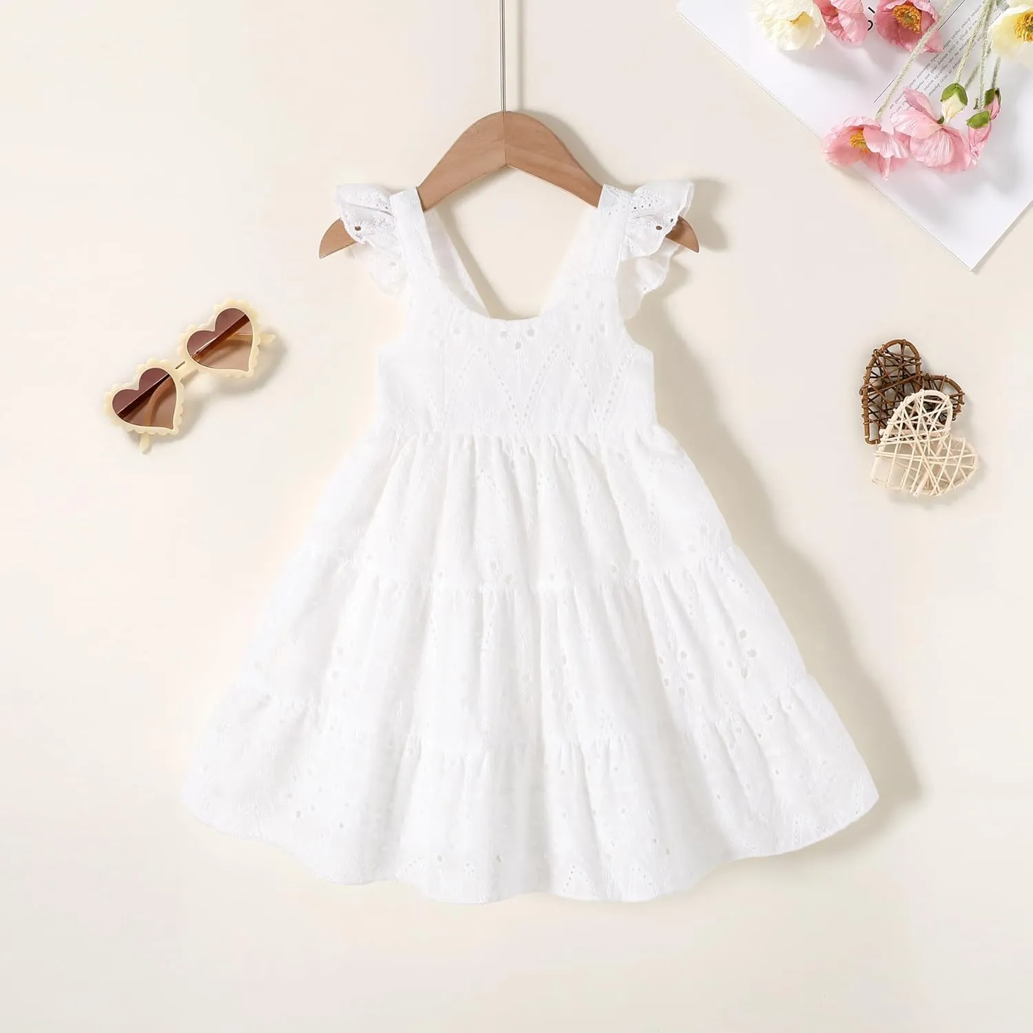 YOUNGER TREE Toddler Baby Girls Dress Summer Ruffle Sleeve Halter Casual Kids Beach Sundress