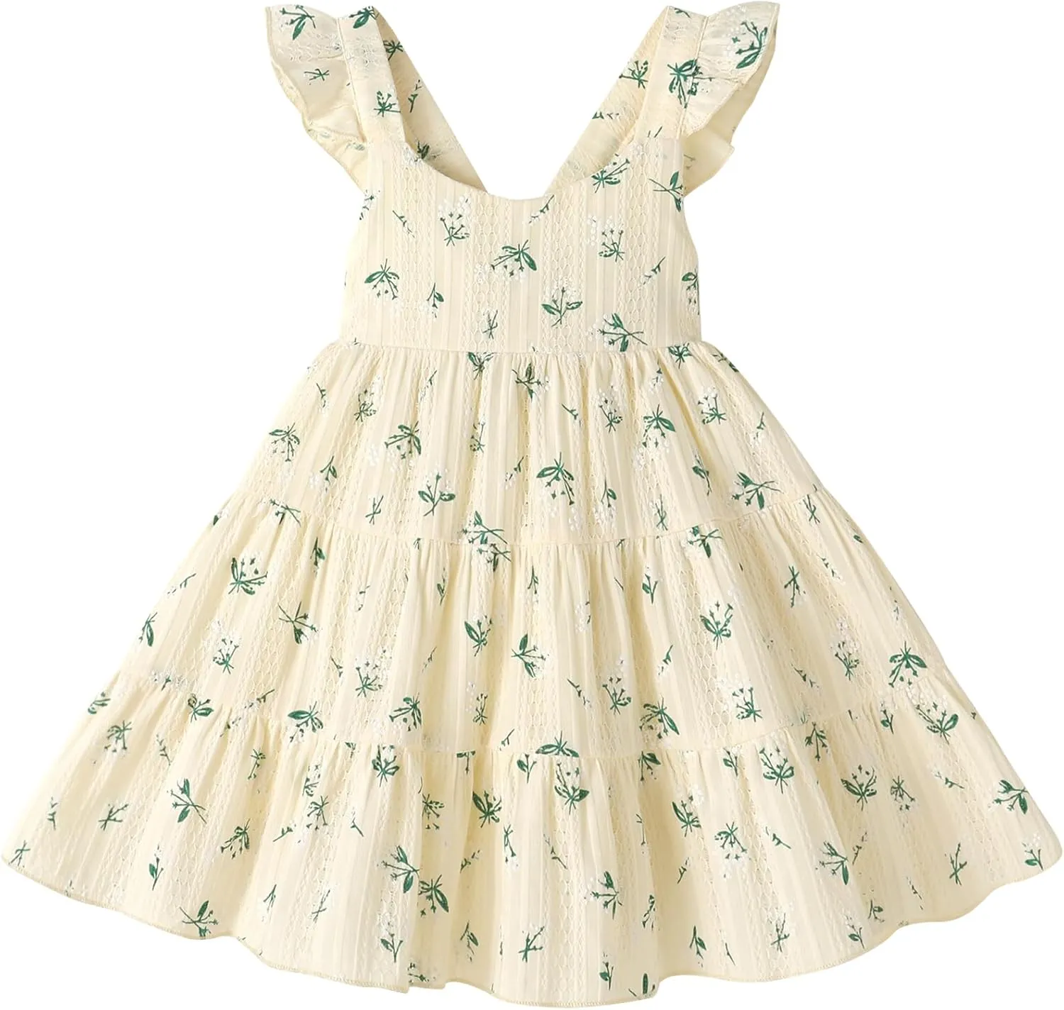 YOUNGER TREE Toddler Baby Girls Dress Summer Ruffle Sleeve Halter Casual Kids Beach Sundress