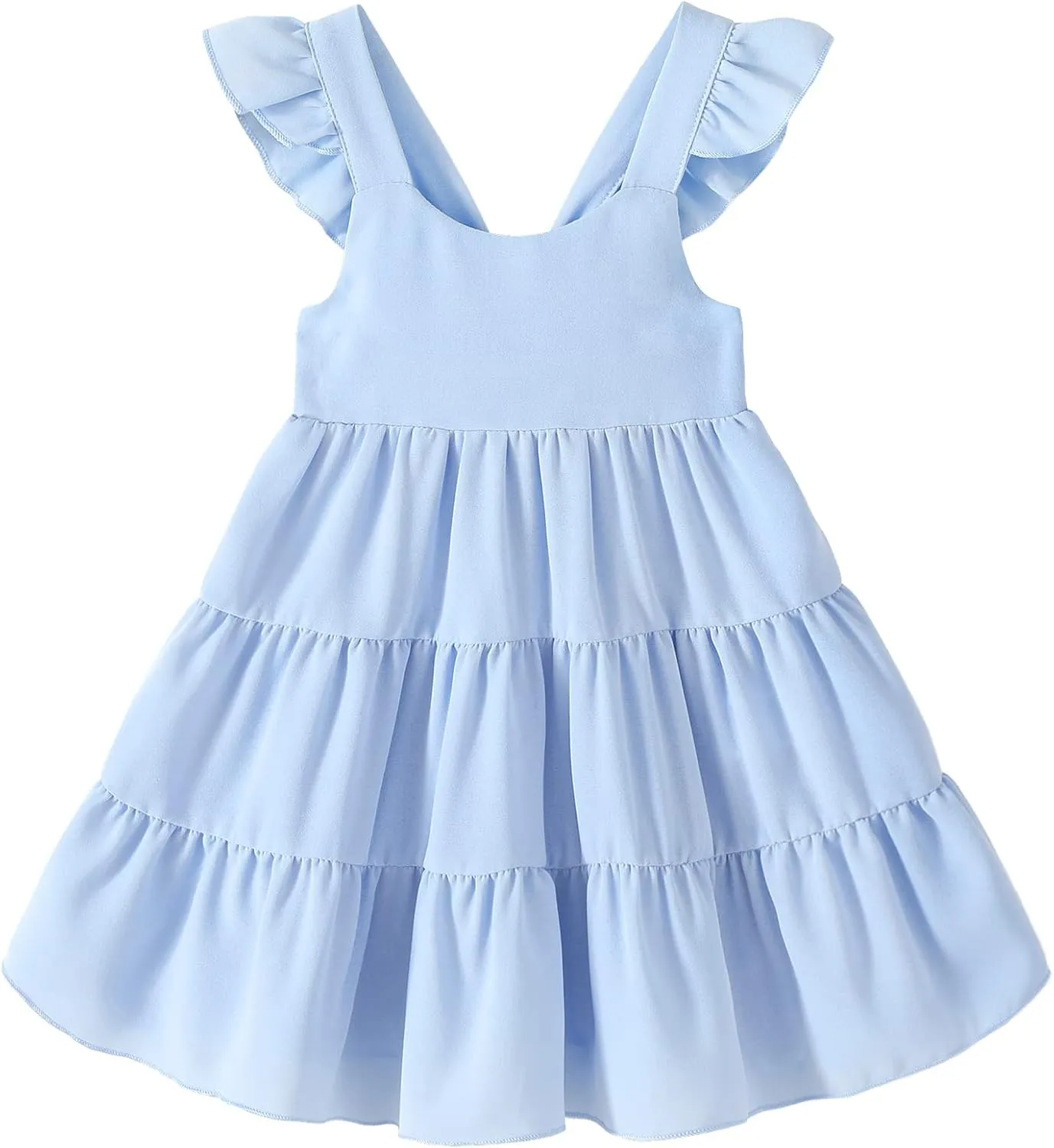 YOUNGER TREE Toddler Baby Girls Dress Summer Ruffle Sleeve Halter Casual Kids Beach Sundress