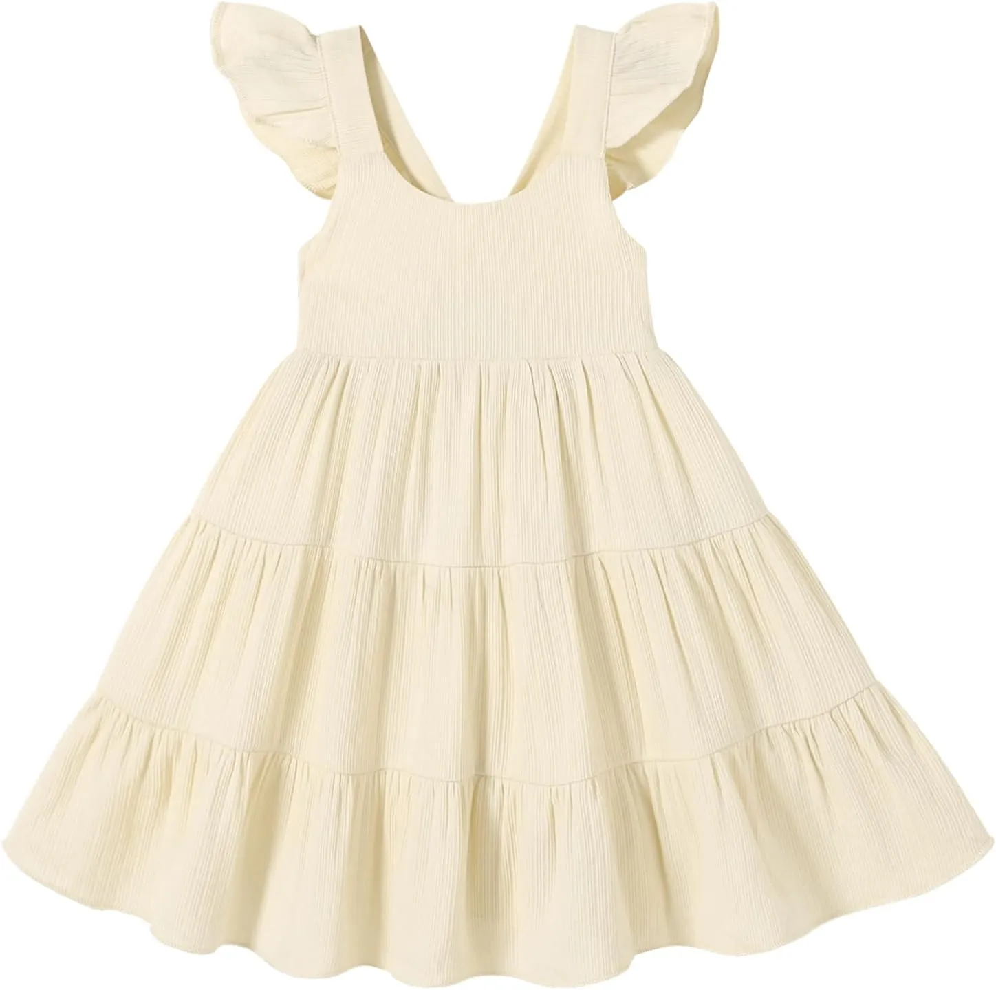 YOUNGER TREE Toddler Baby Girls Dress Summer Ruffle Sleeve Halter Casual Kids Beach Sundress