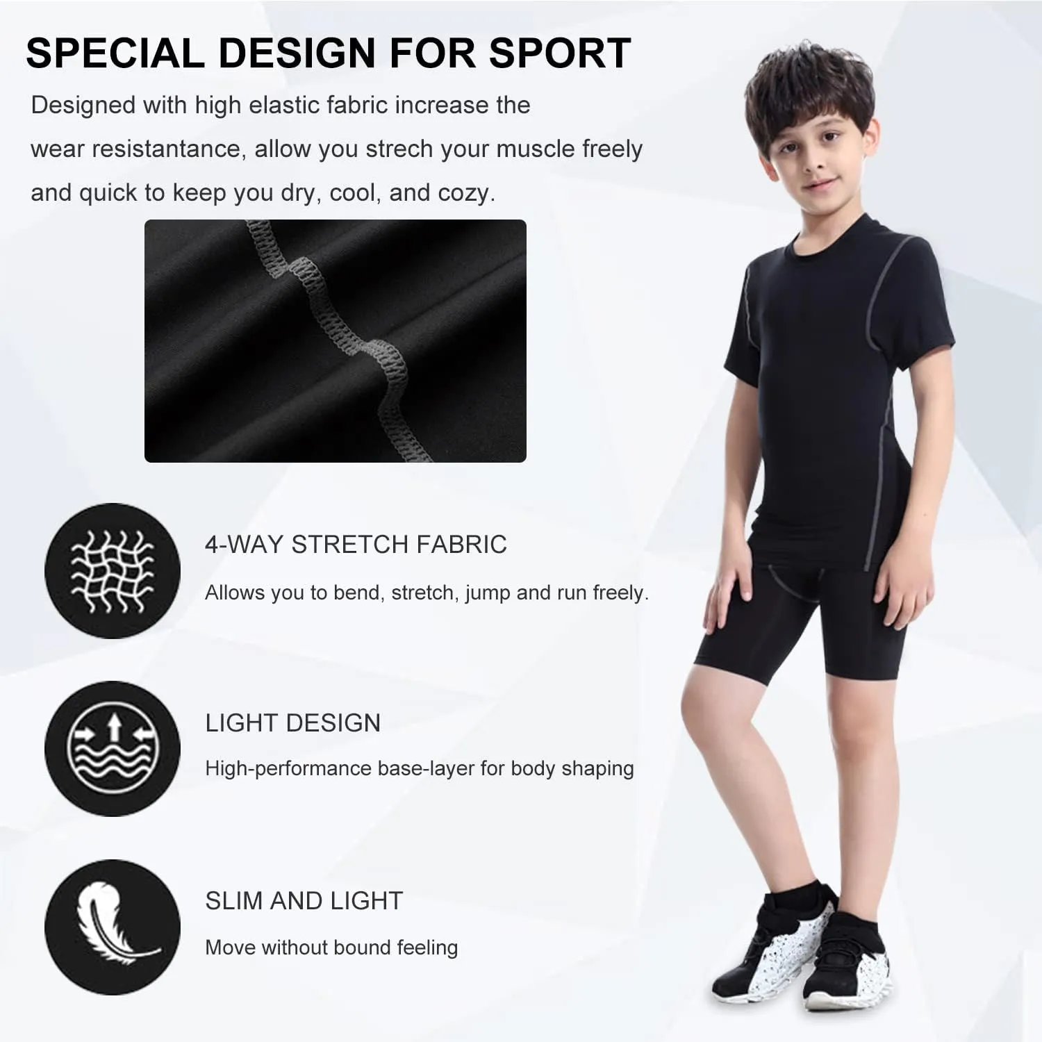Youth Boys Compression Shorts Athletic Sports Shorts Football Underwear Running Short Pants/Tights for Girls