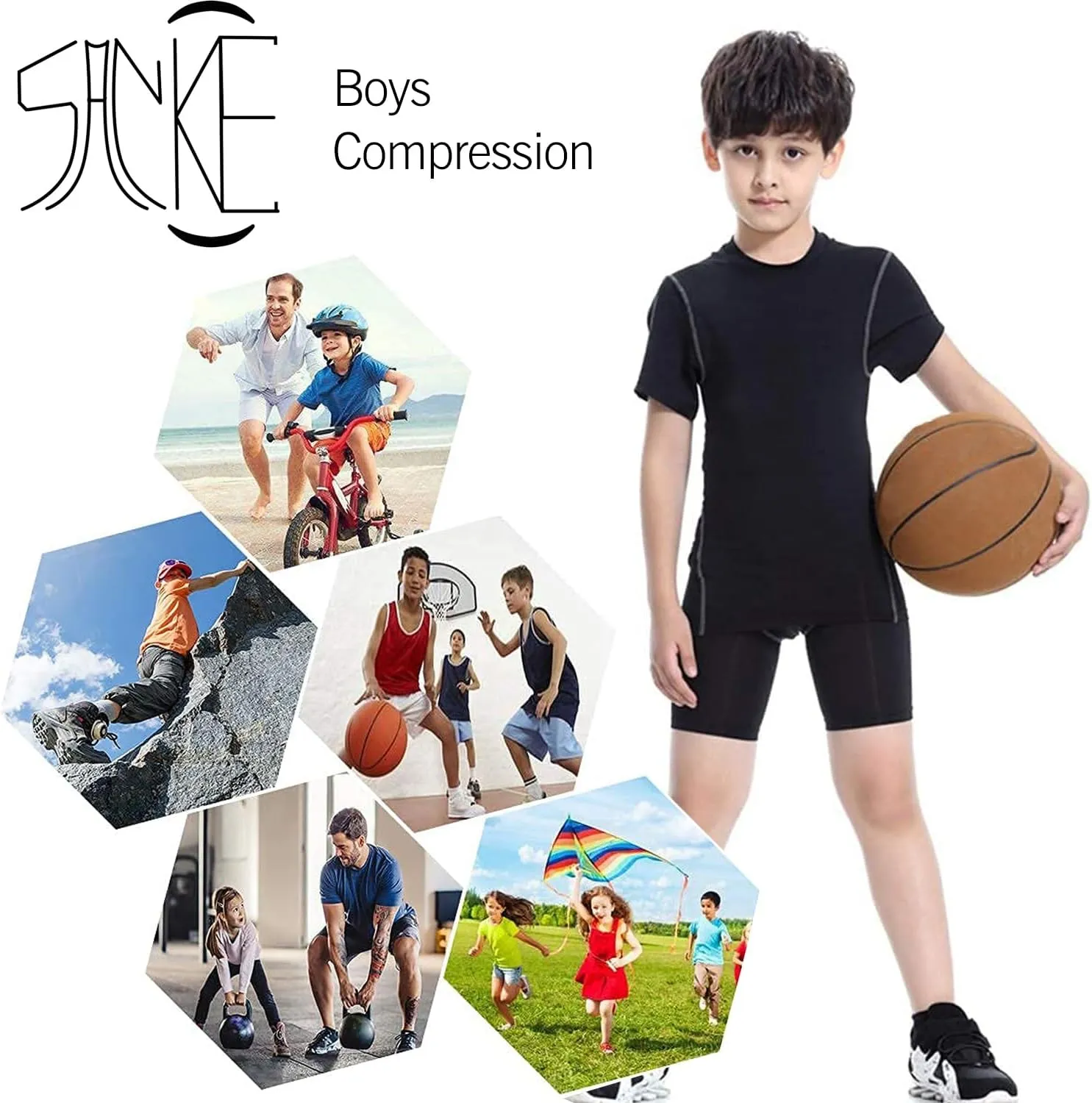 Youth Boys Compression Shorts Athletic Sports Shorts Football Underwear Running Short Pants/Tights for Girls