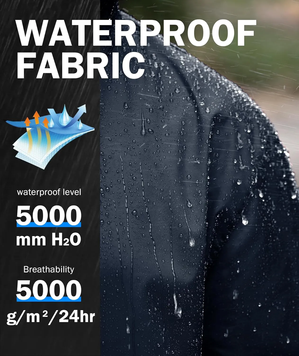 ZITY Men's Rain Jacket Waterproof with Hood Lightweight Raincoat for Golf Hiking Camping Cycling