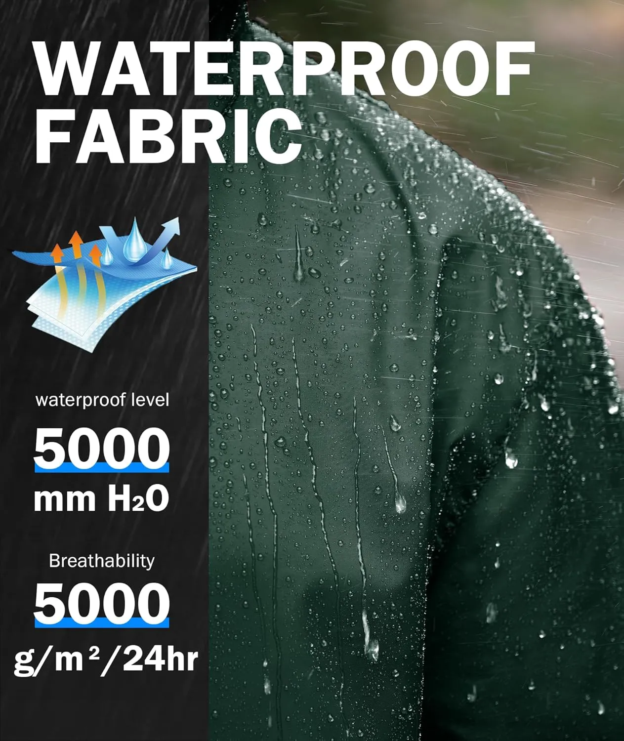 ZITY Men's Rain Jacket Waterproof with Hood Lightweight Raincoat for Golf Hiking Camping Cycling