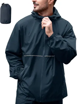 ZITY Men's Rain Jacket Waterproof with Hood Lightweight Raincoat for Golf Hiking Camping Cycling