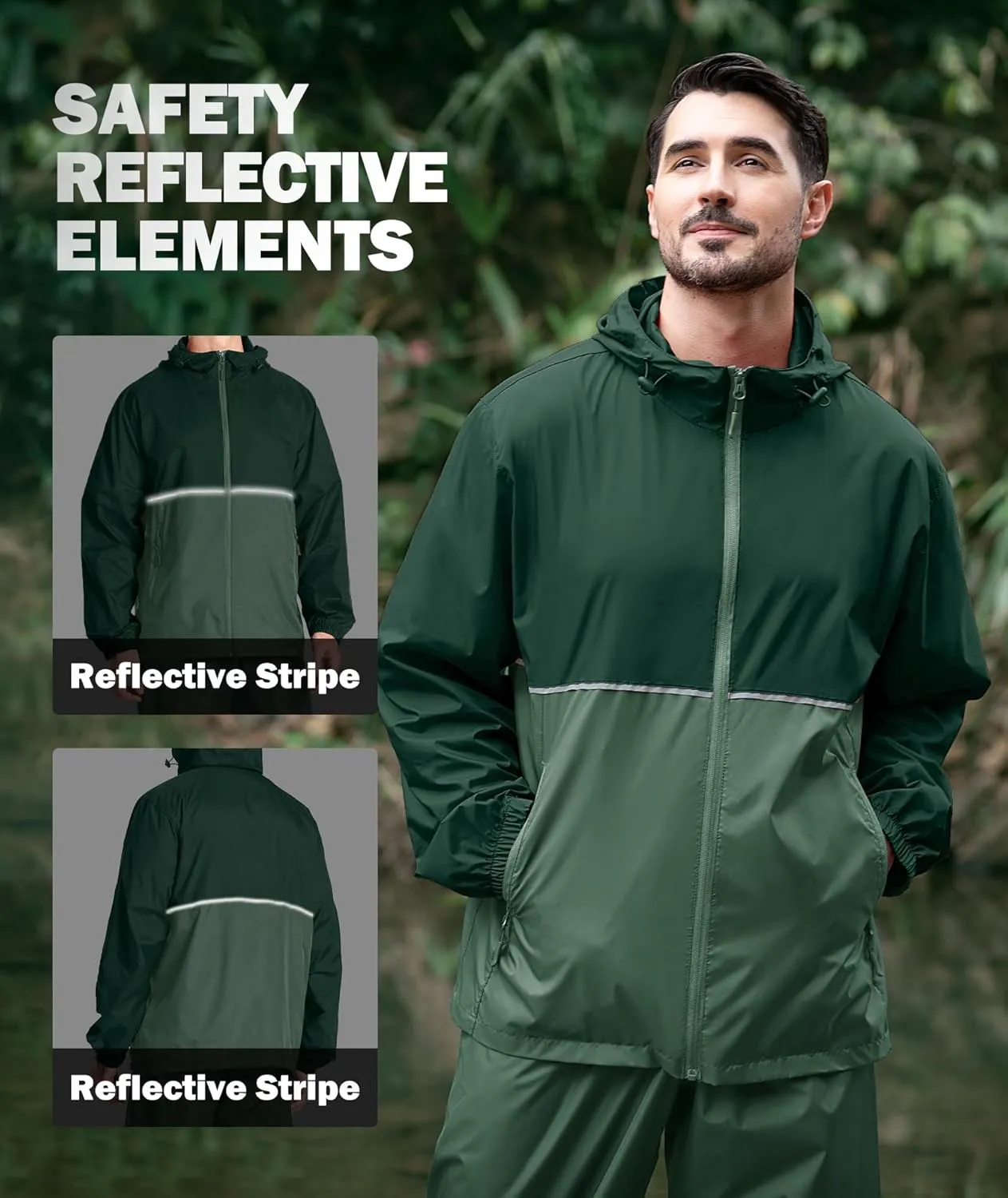 ZITY Men's Rain Jacket Waterproof with Hood Lightweight Raincoat for Golf Hiking Camping Cycling