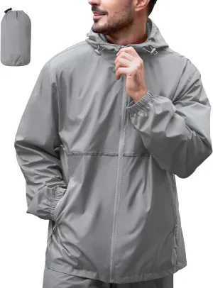 ZITY Men's Rain Jacket Waterproof with Hood Lightweight Raincoat for Golf Hiking Camping Cycling
