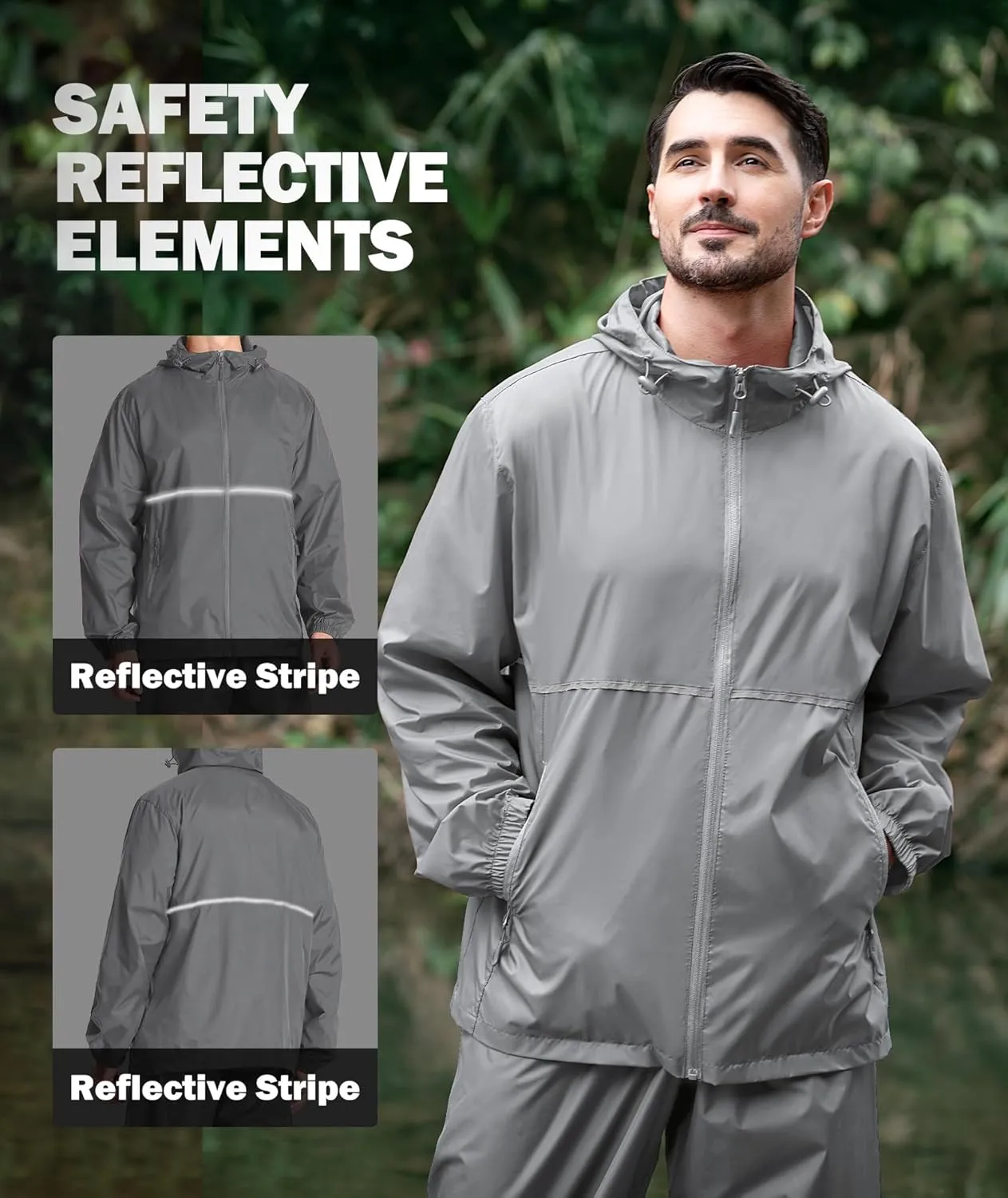ZITY Men's Rain Jacket Waterproof with Hood Lightweight Raincoat for Golf Hiking Camping Cycling