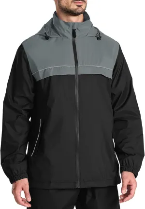 ZITY Men's Rain Jacket Waterproof with Hood Lightweight Windbreaker Jacket for Men Breathable Mesh Raincoat for Hiking Golf